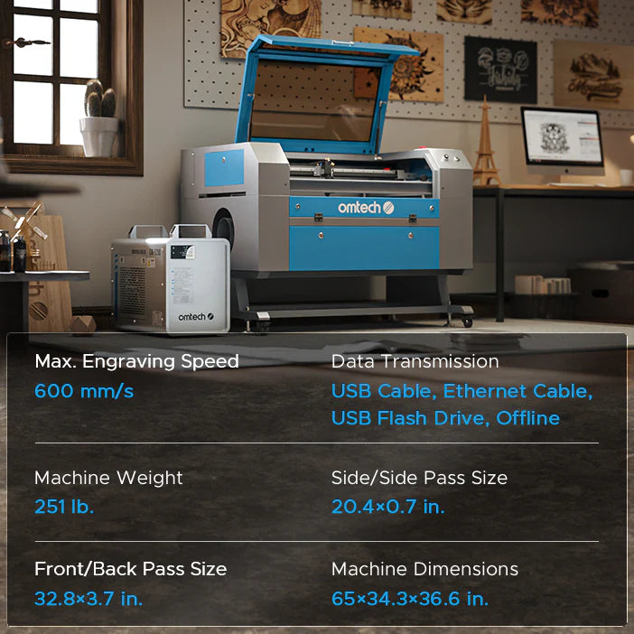 OMTech Maker MF2028-100 100W CO₂ Laser Cutter & Engraver