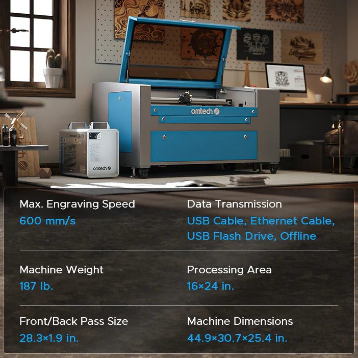 OMTech Maker MF1624-60 60W CO₂ Laser Engraver & Cutter
