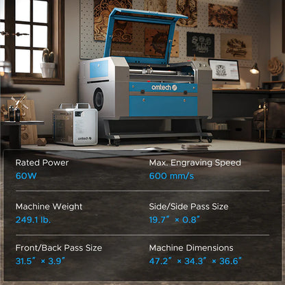 OMTech Maker AF2028-60 60W CO₂ Laser Cutter & Engraver with Autofocus