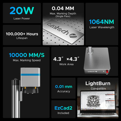 OMTech MOPA 60W Compact &amp; Integrated Fiber Laser Engraving Machine