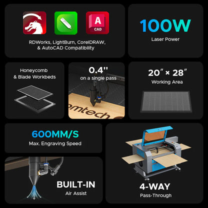 OMTech Maker MF2028-100 100W CO₂ Laser Cutter & Engraver
