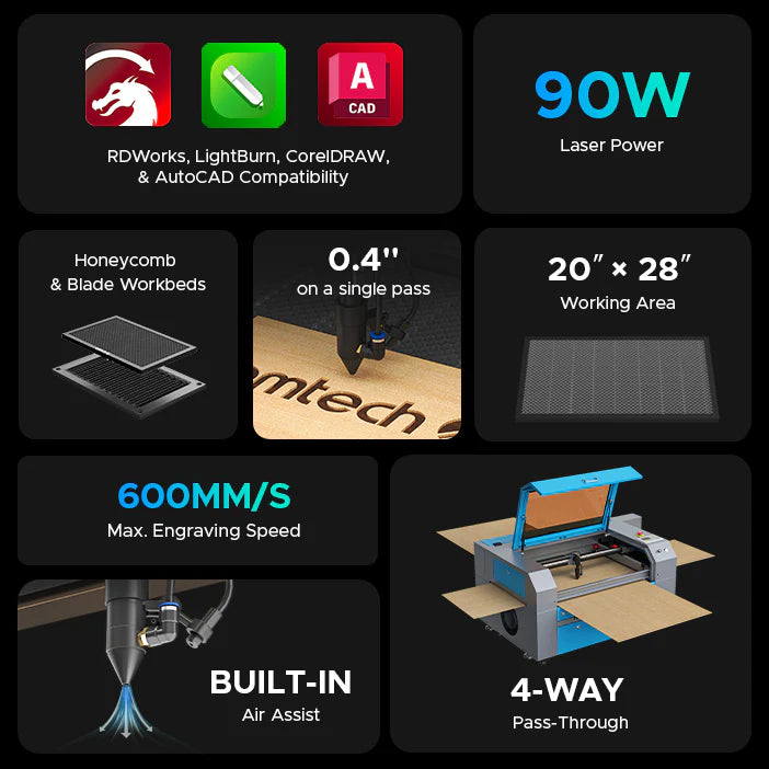 OMTech Maker MF2028-80 90W CO₂ Laser Cutter & Engraver