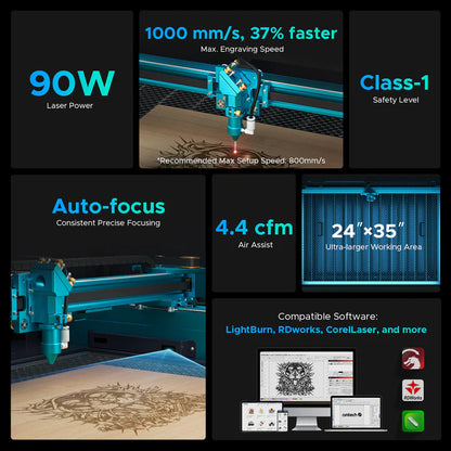 OMTech Pronto 40 90W CO₂ Laser Cutter & Engraver with Autofocus
