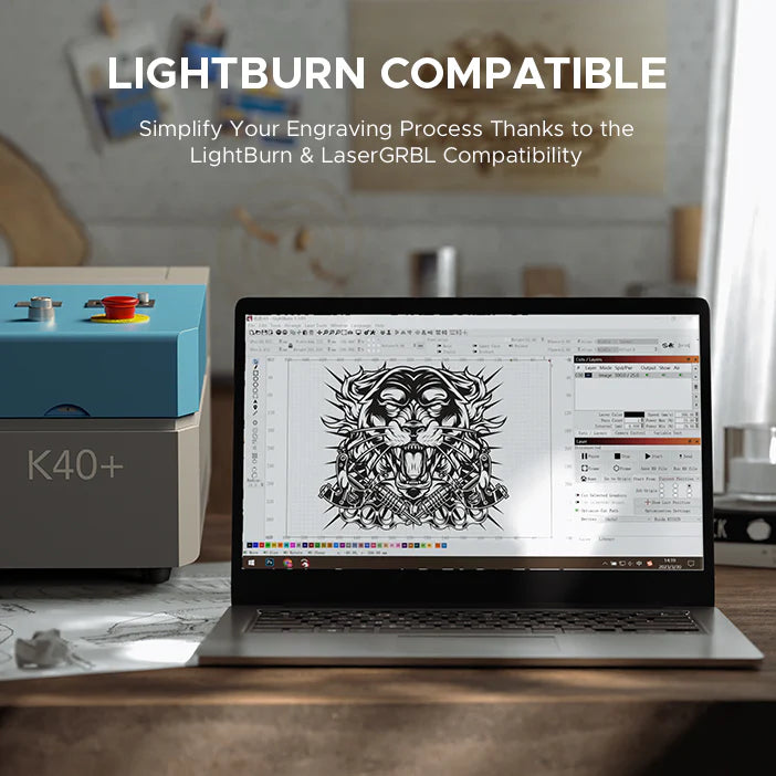 OMTech K40+ 45W Desktop CO₂ Laser Engraver and Cutter