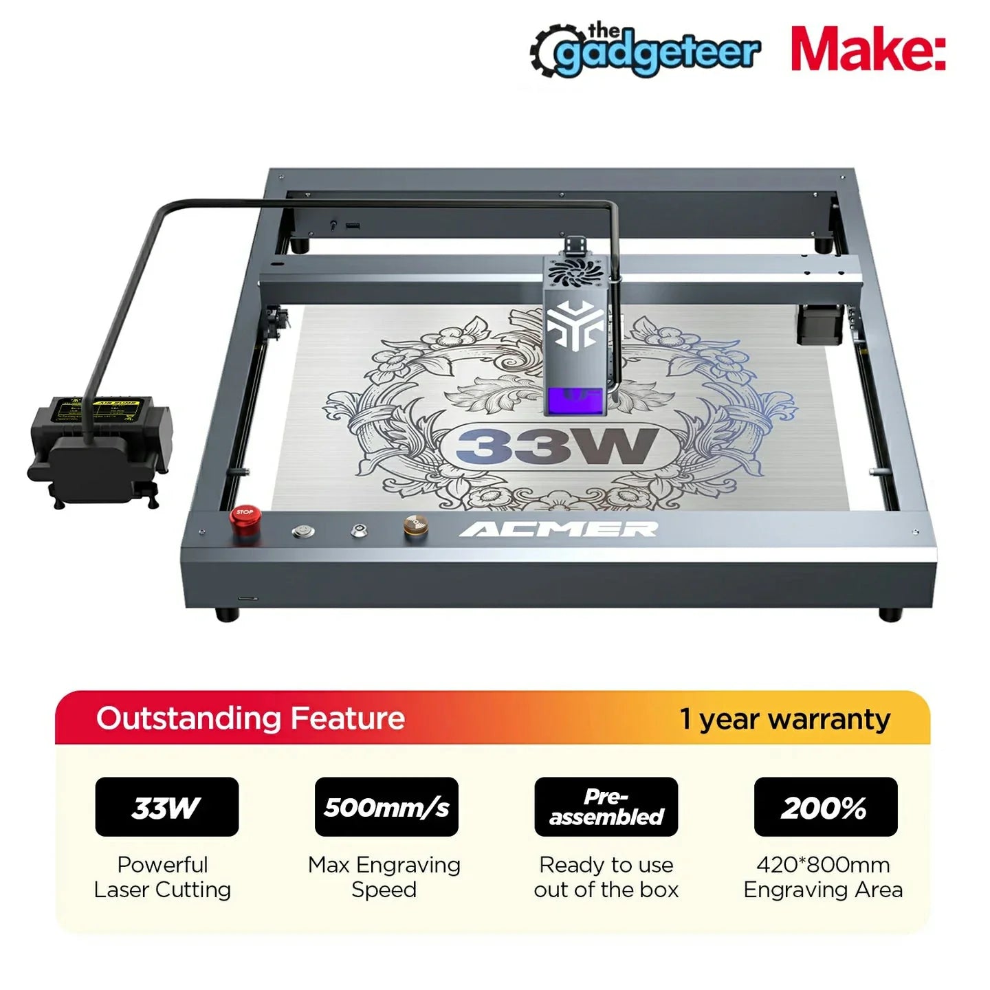 ACMER P2 33W Laser Engraver & Cutter – High-Power Diode for Small Business and Workshop Use